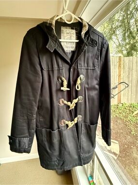 Zara Black Toggle Coat, Men’s - Classic Hooded Jacket